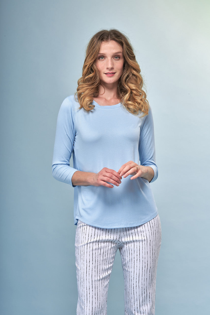 Soft Knit Layering 3/4 Sleeve Top ~  Pastel Colors