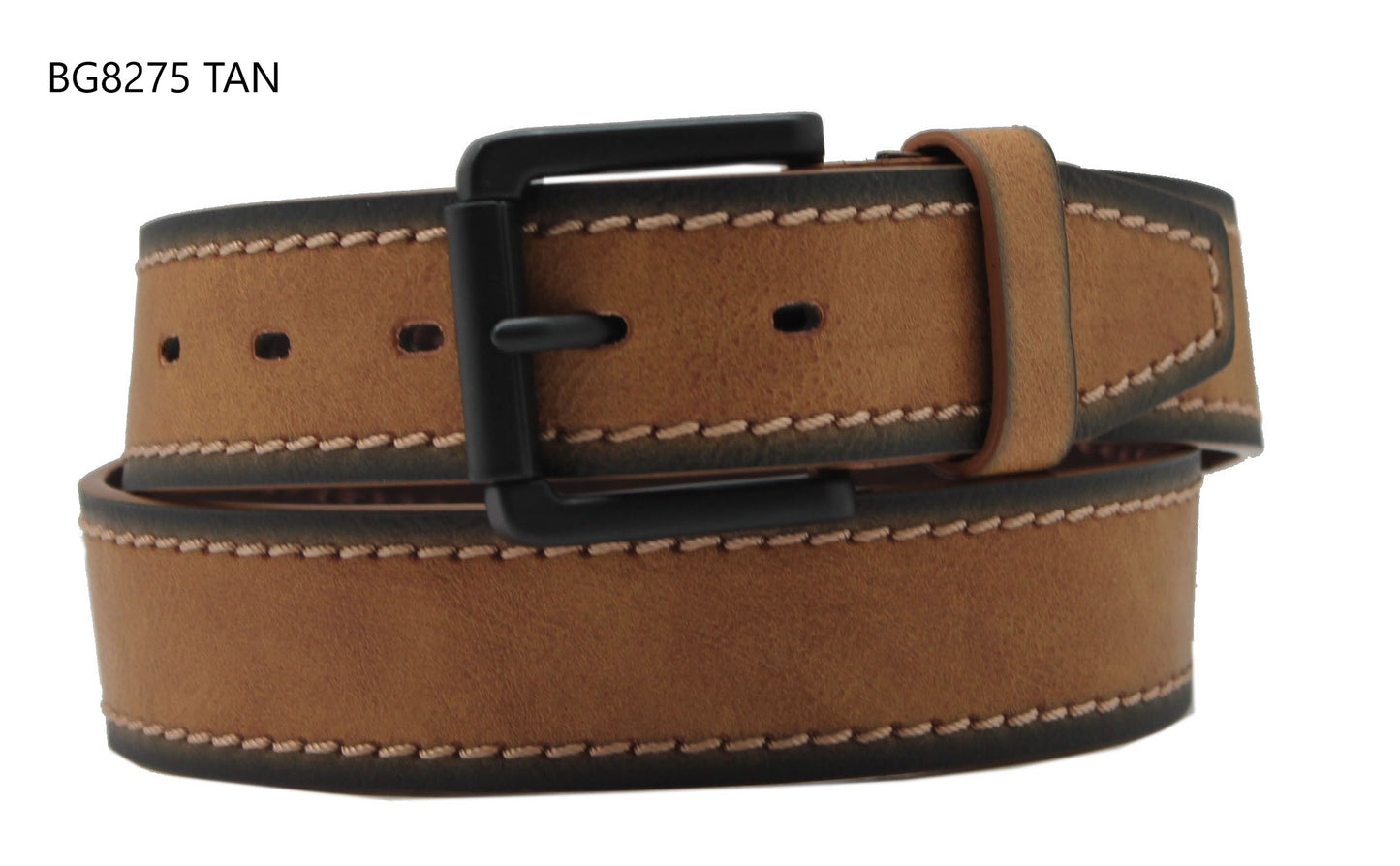 Tan Leather Belt With Black Buckle