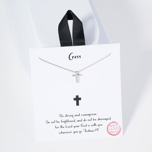 White Gold Dipped Cross Necklace