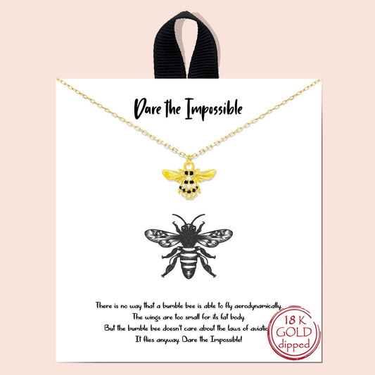 18K Gold Dipped Cubic Zirconia Bumble Bee Necklace