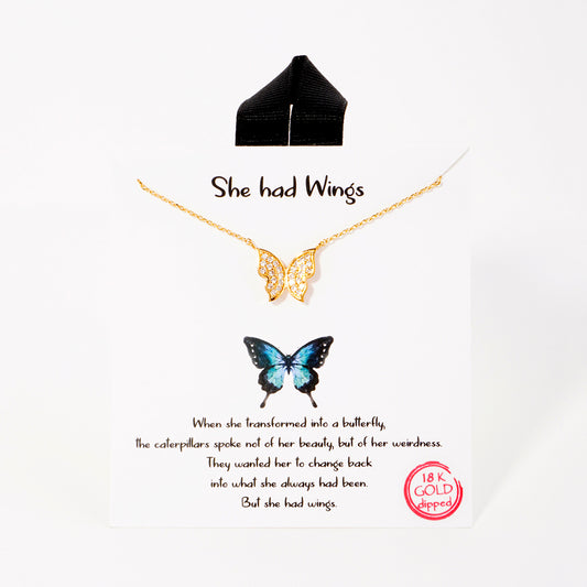 18K Gold Dipped She Had Wings Necklace