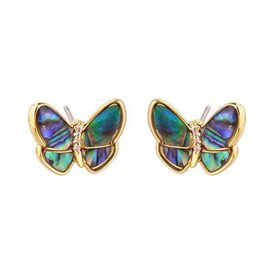 18K Gold Plated Abalone Butterfly Stud Earrings