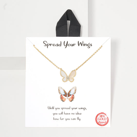 Mother Of Pearl 18K Gold Dipped Butterfly Necklace