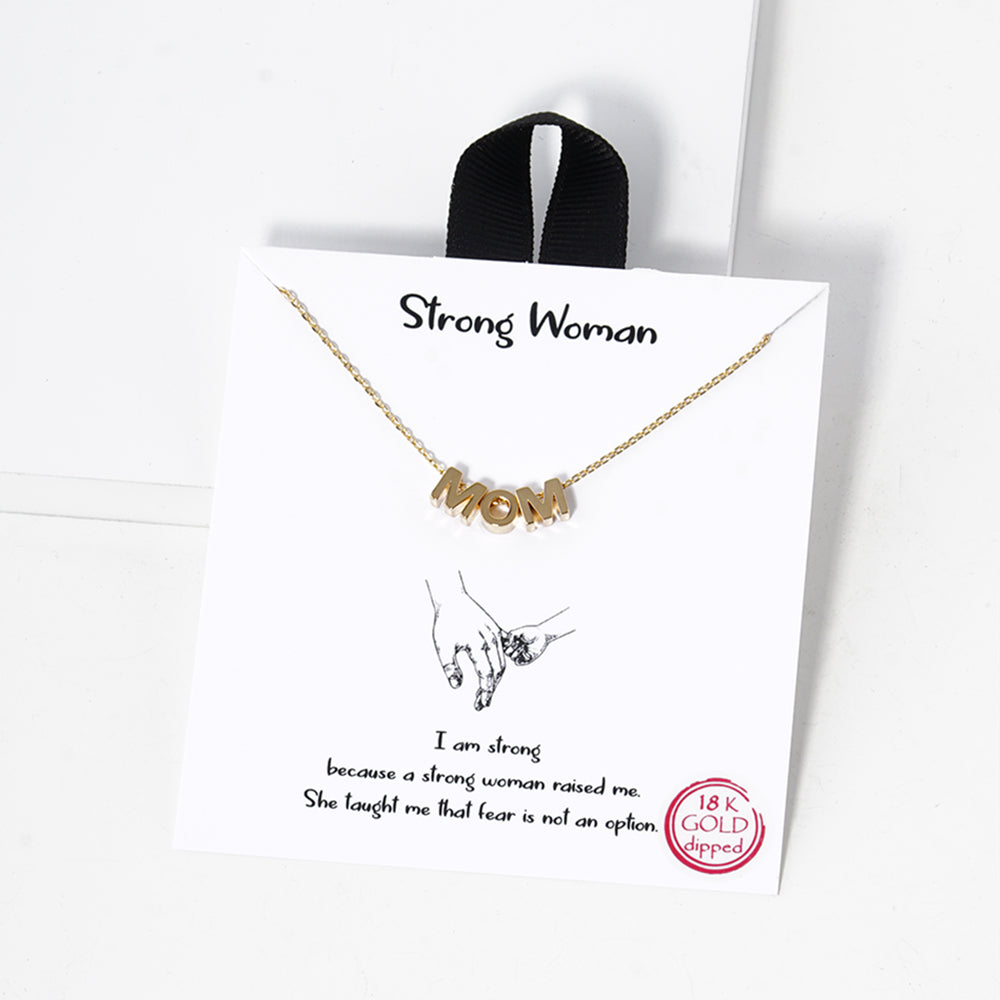 18K Gold Dipped MOM Block Letter Necklace