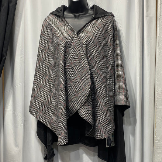 Plaid Reversible Hooded Rain Cape