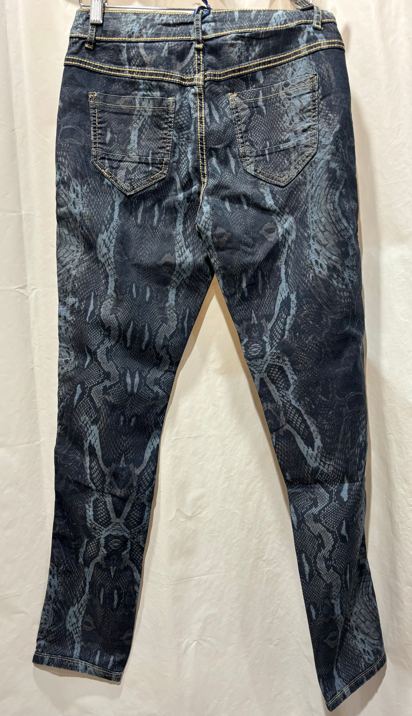 Reptile Design and Solid Denim Side Reversible Jeans