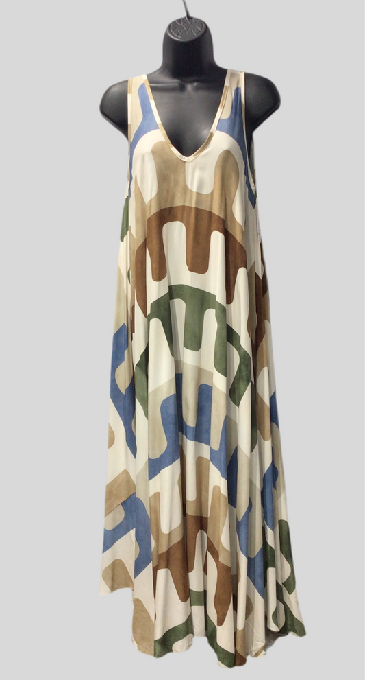 Italian Tapered V-neck Maxi Dress