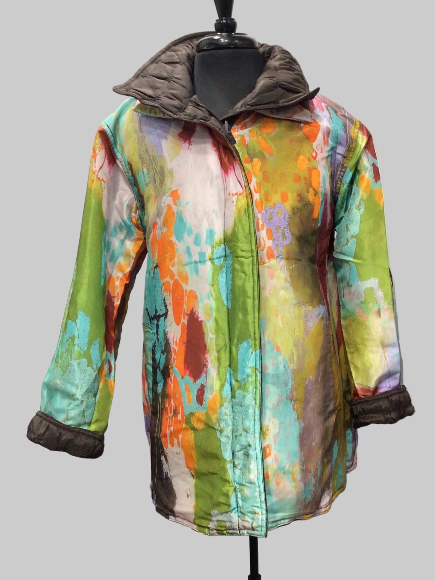 Solid & Artist Print Reversible Quilted Jacket