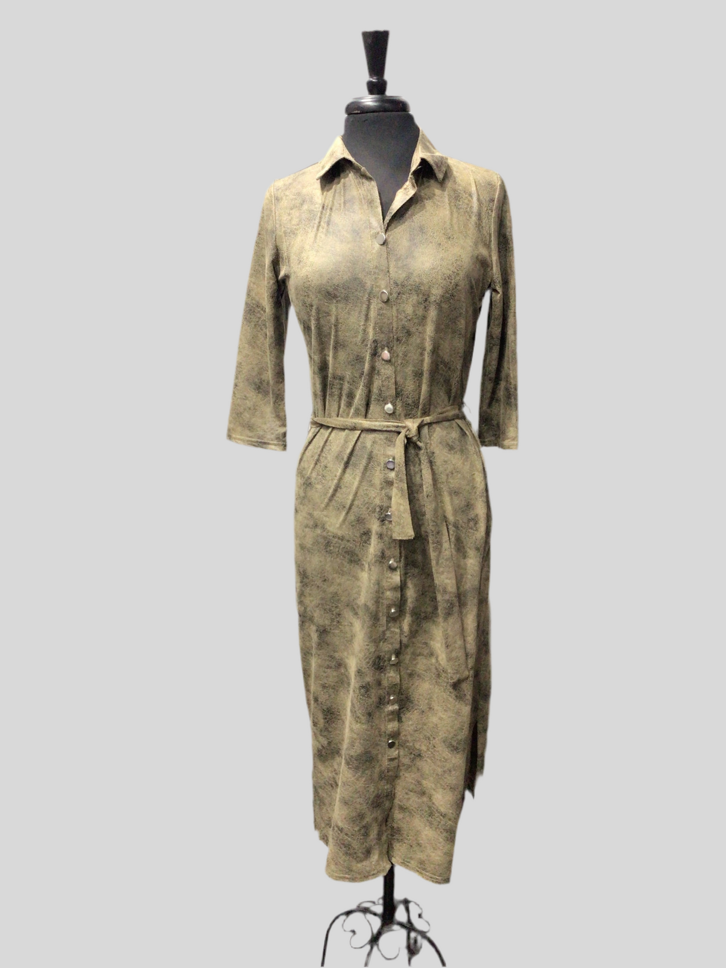 Button Down Waist Sash Dress