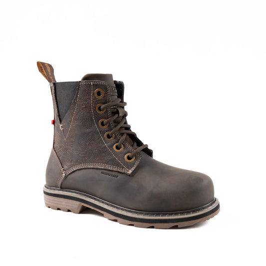 Chocolate Brown Textured Leather Women's Winter Boots
