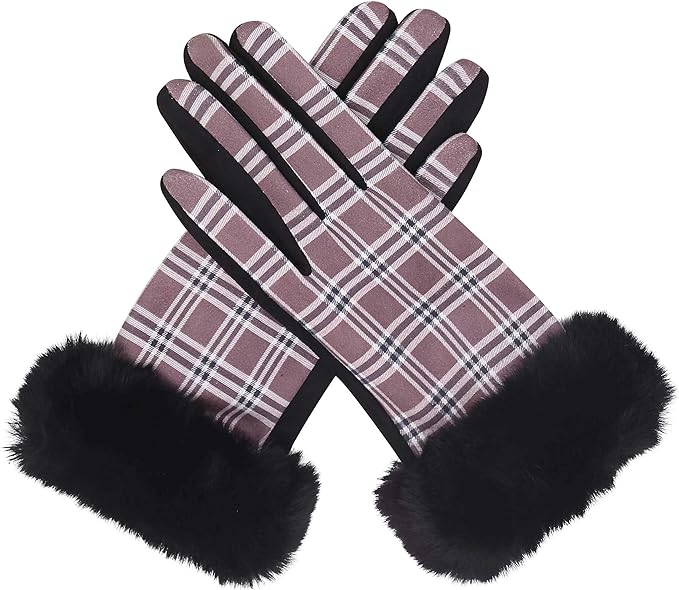 Faux Fur Cuff Touch Screen Gloves