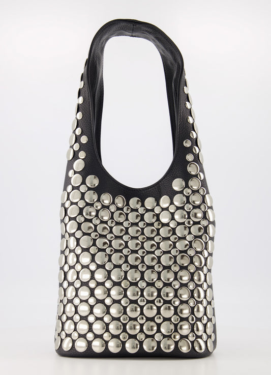 Studded Leather Statement Shoulder Bag