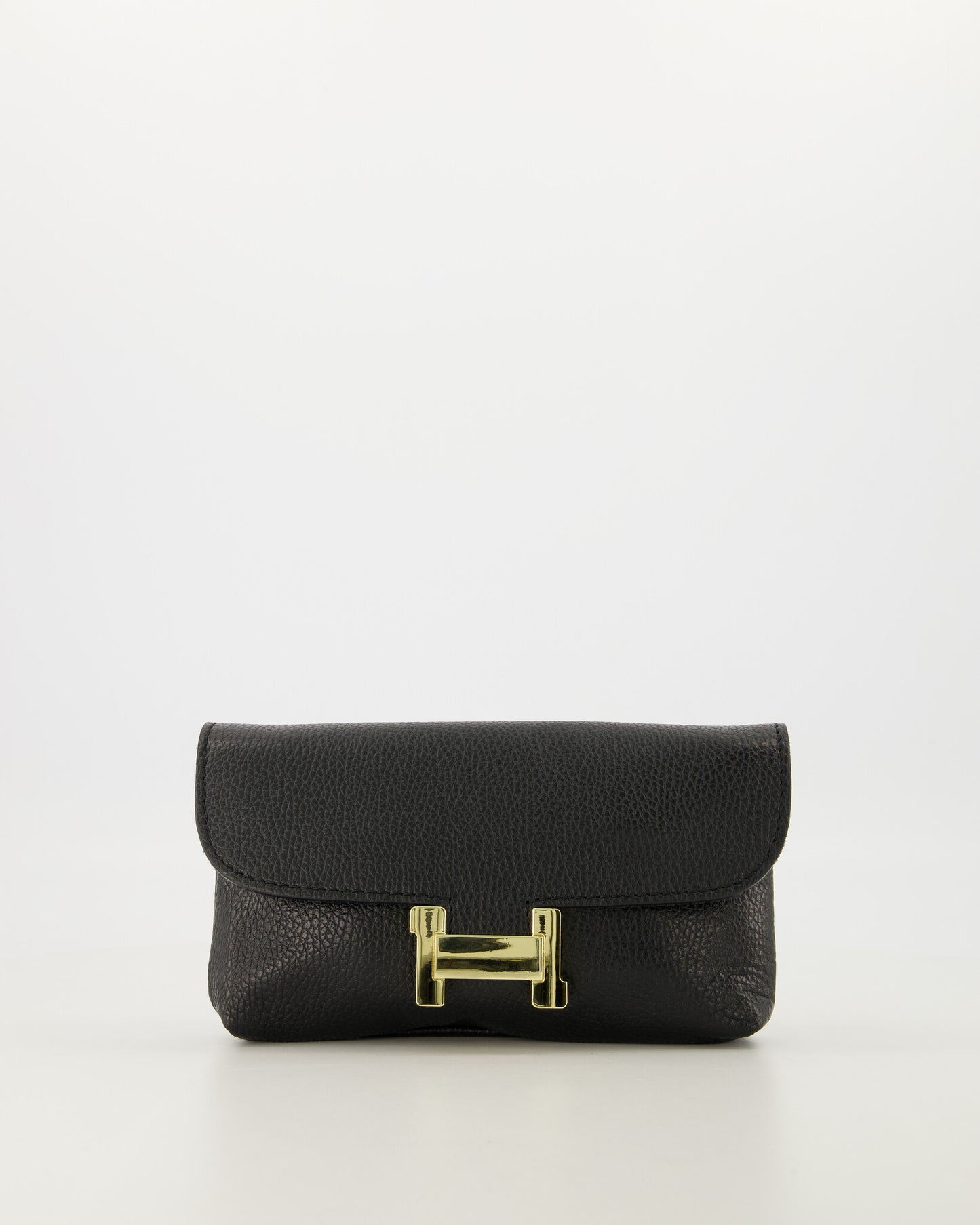 Leather Clutch & Crossbody Bag with Gold Hardware
