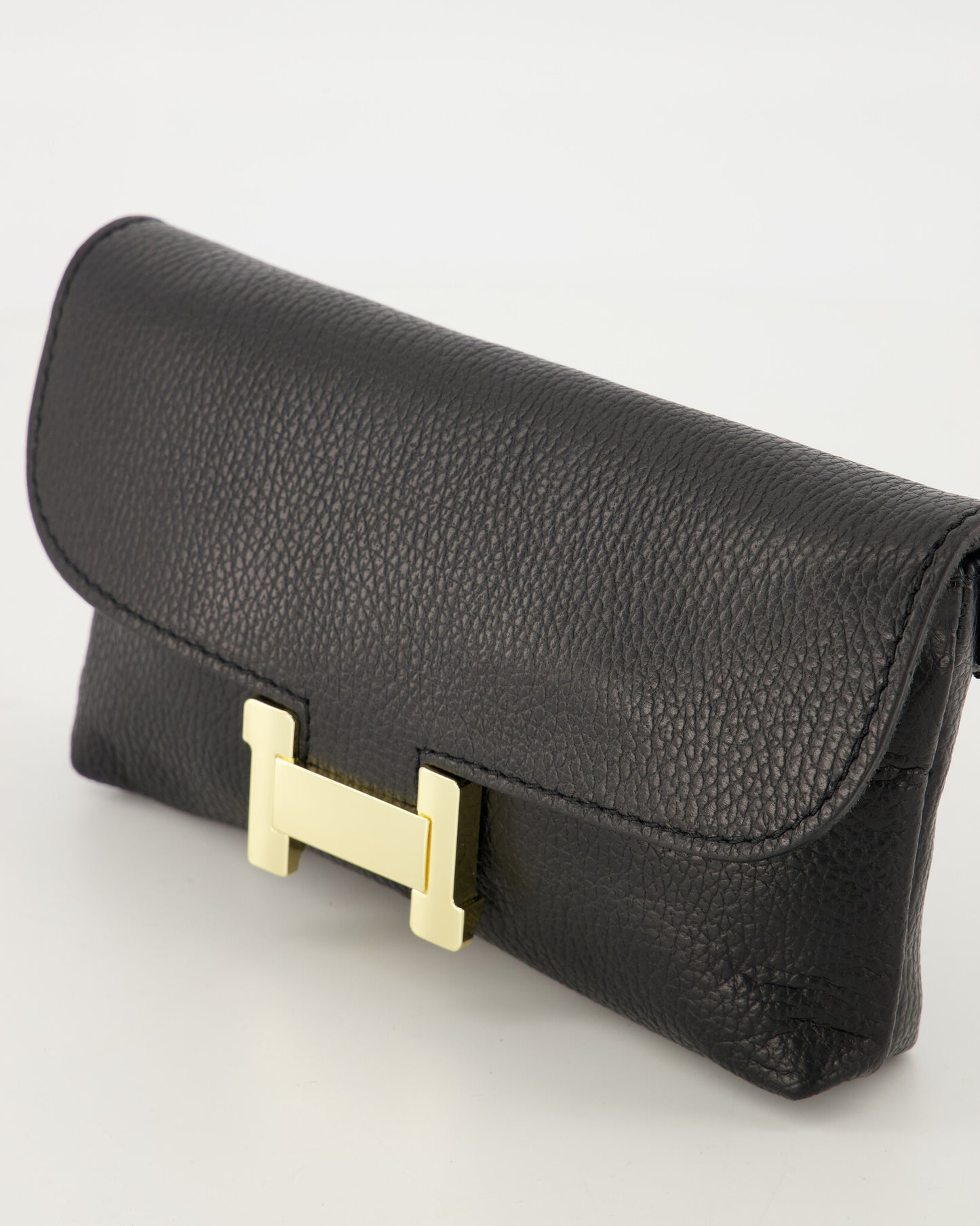 Leather Clutch & Crossbody Bag with Gold Hardware