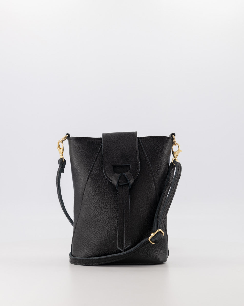 Pebbled Leather Crossbody Bag With Adjustable Strap & Gold Hardware