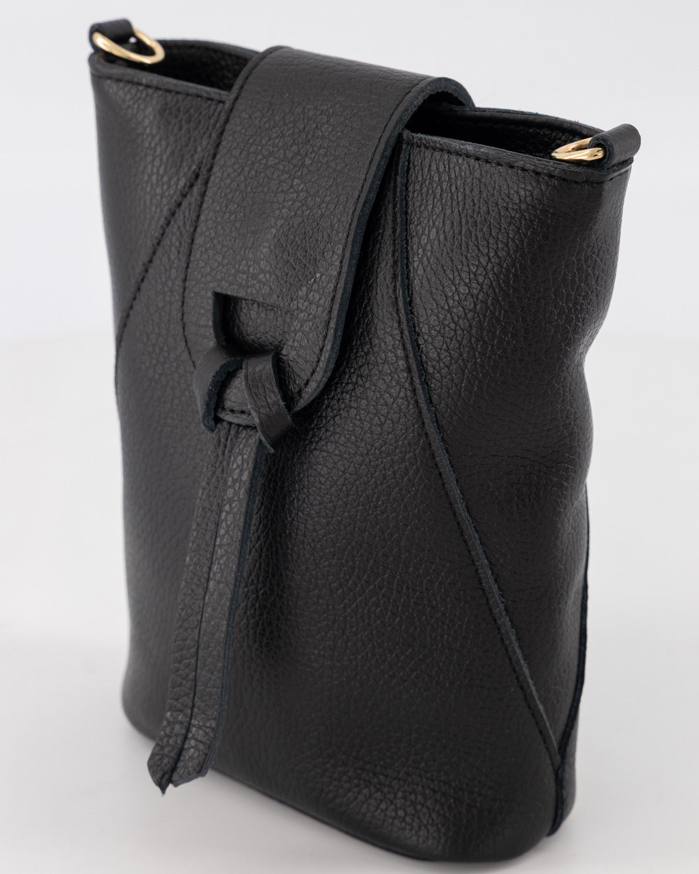 Pebbled Leather Crossbody Bag With Adjustable Strap & Gold Hardware