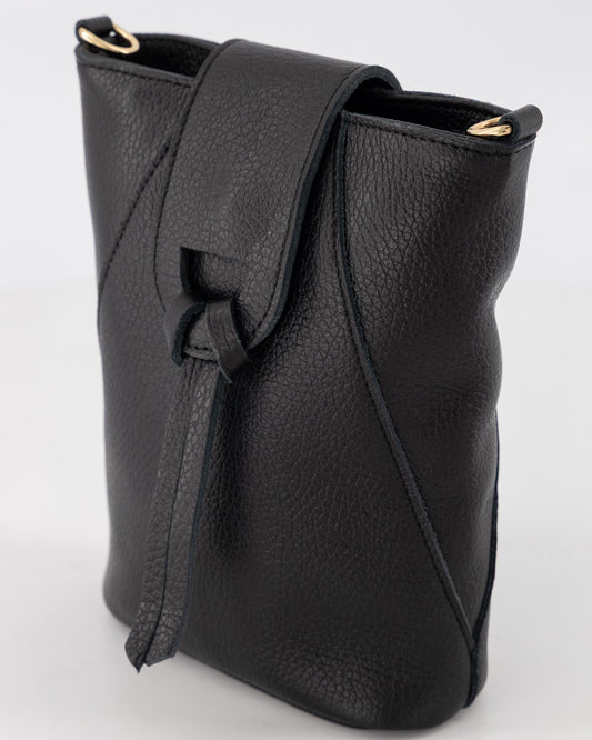 Pebbled Leather Crossbody Bag With Adjustable Strap & Gold Hardware