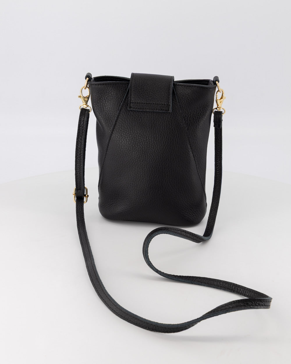 Pebbled Leather Crossbody Bag With Adjustable Strap & Gold Hardware