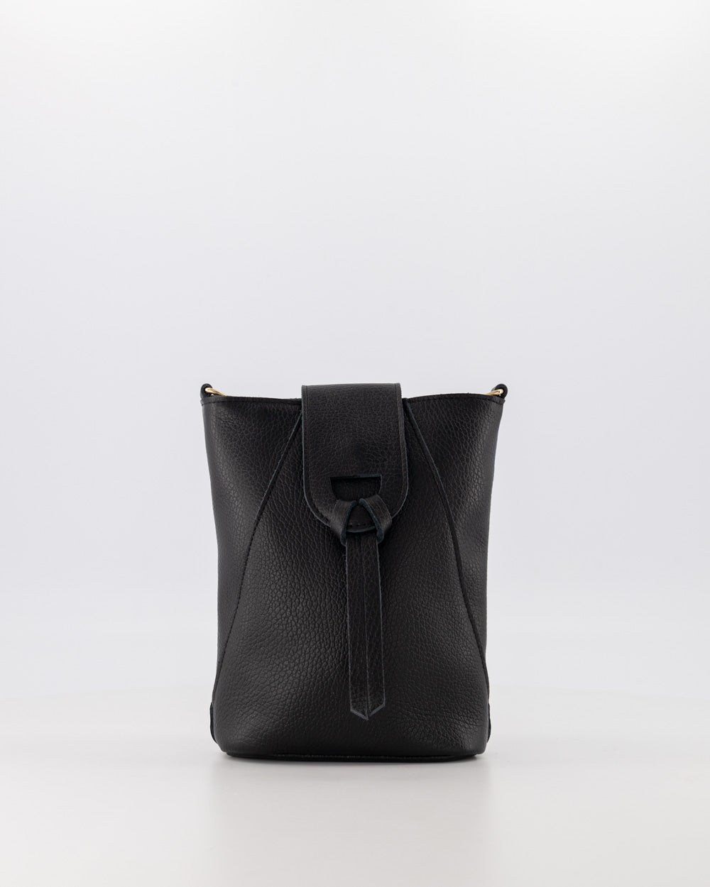 Pebbled Leather Crossbody Bag With Adjustable Strap & Gold Hardware