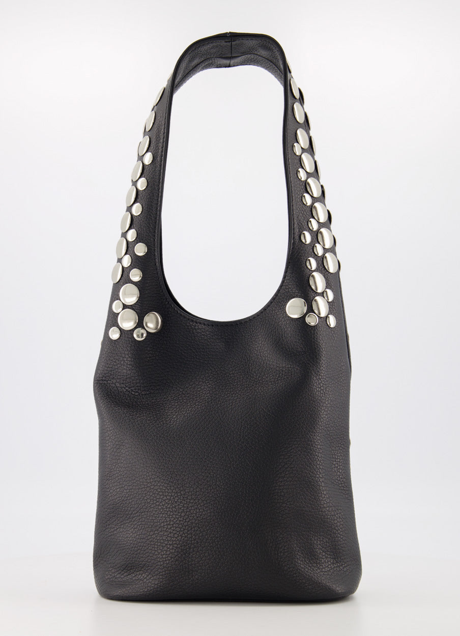 Studded Leather Statement Shoulder Bag