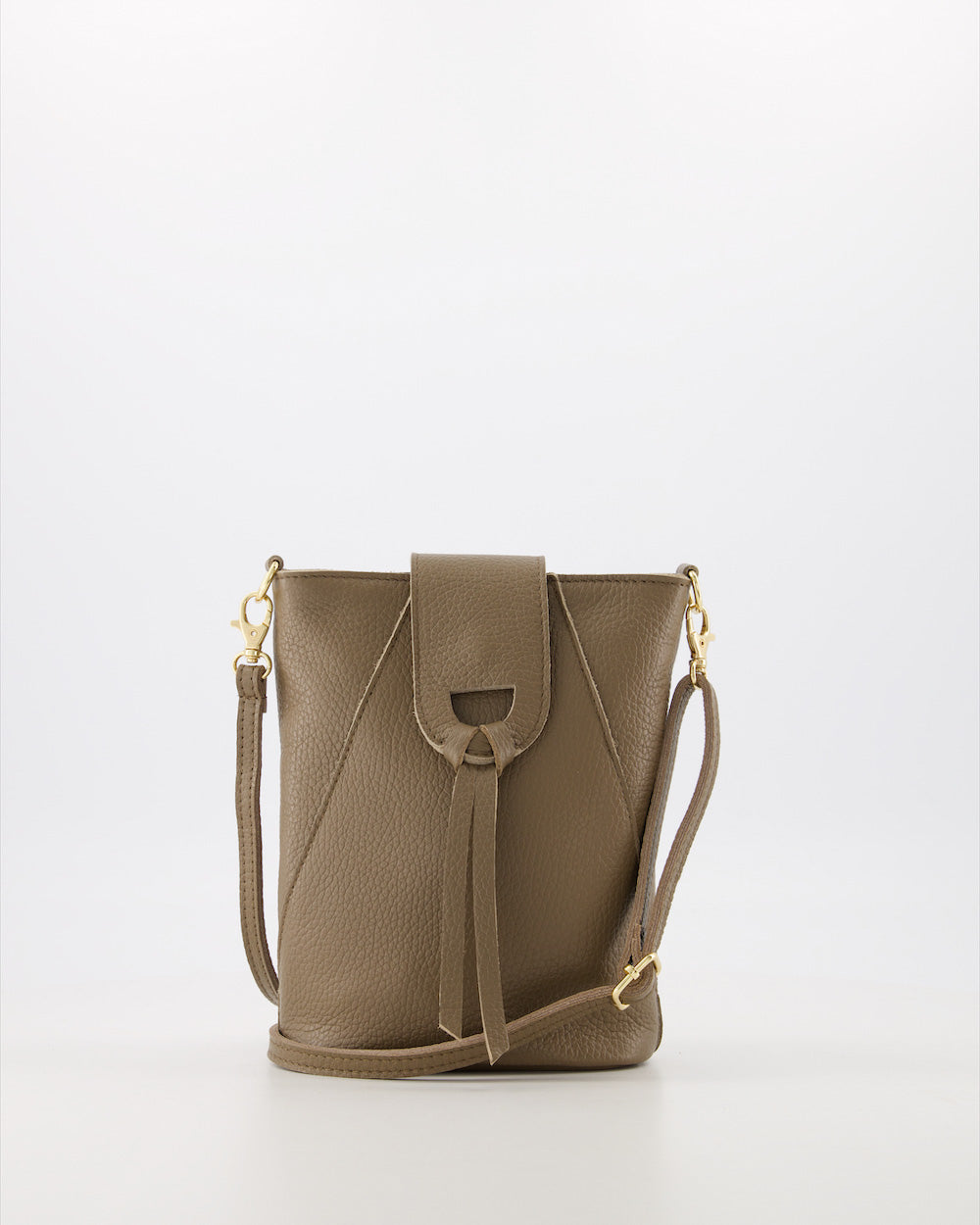 Pebbled Leather Crossbody Bag With Adjustable Strap & Gold Hardware
