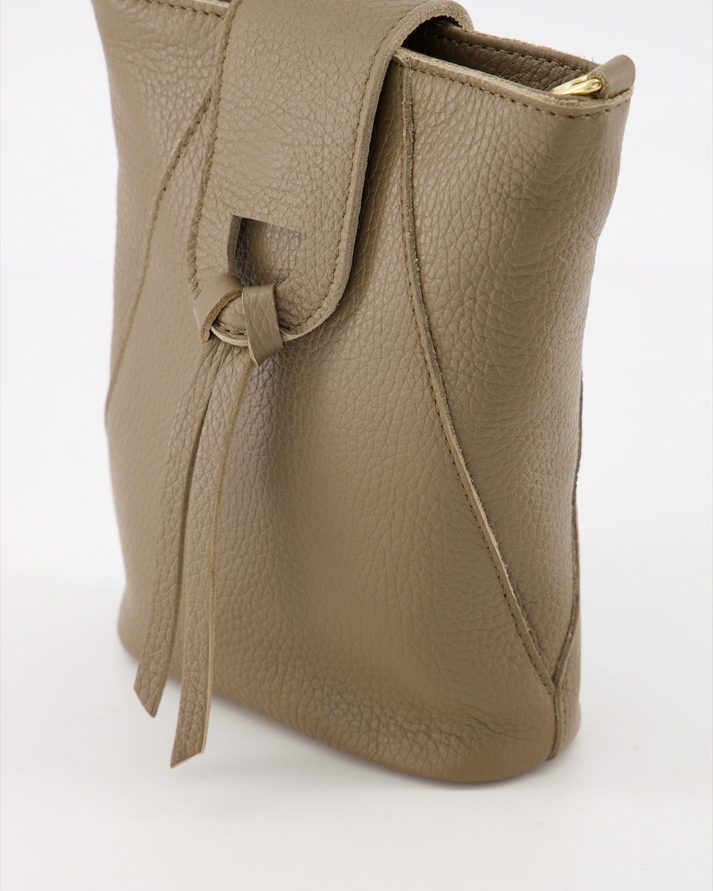 Pebbled Leather Crossbody Bag With Adjustable Strap & Gold Hardware