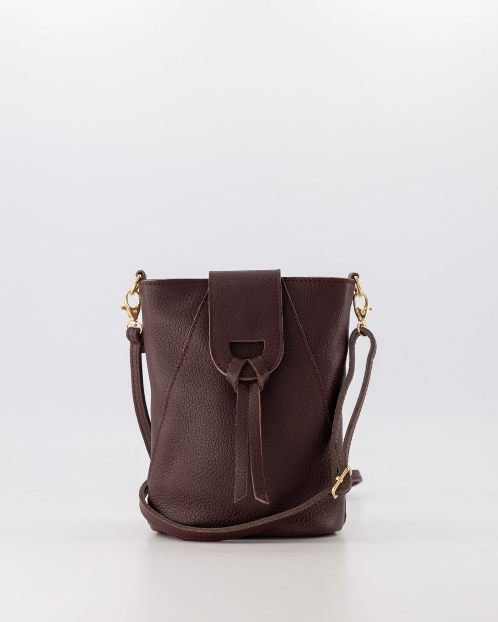 Pebbled Leather Crossbody Bag With Adjustable Strap & Gold Hardware