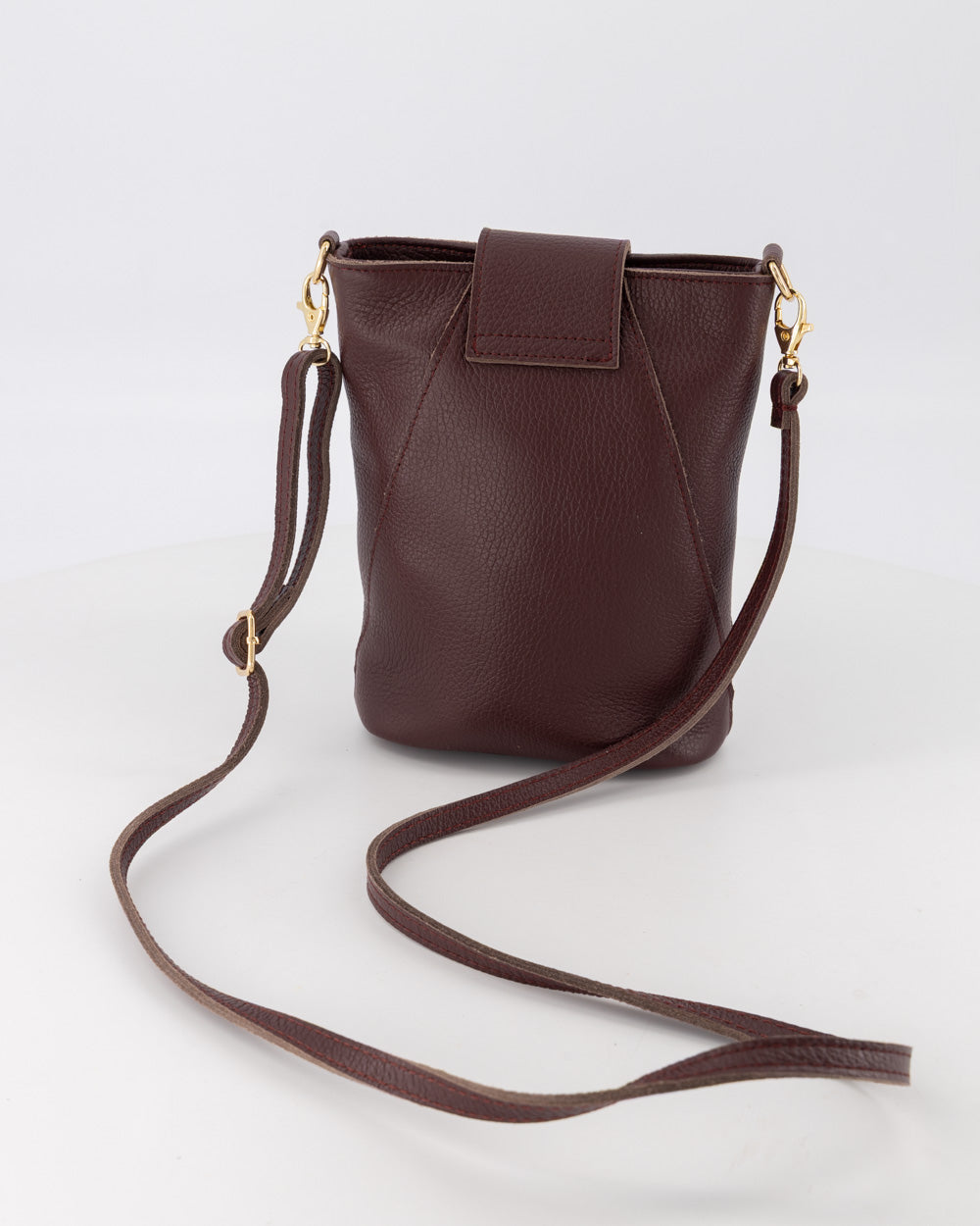 Pebbled Leather Crossbody Bag With Adjustable Strap & Gold Hardware