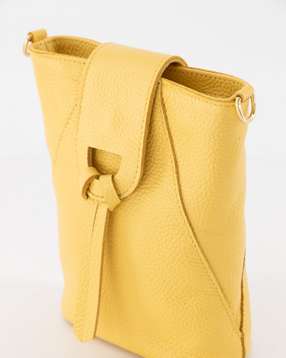 Pebbled Leather Crossbody Bag With Adjustable Strap & Gold Hardware