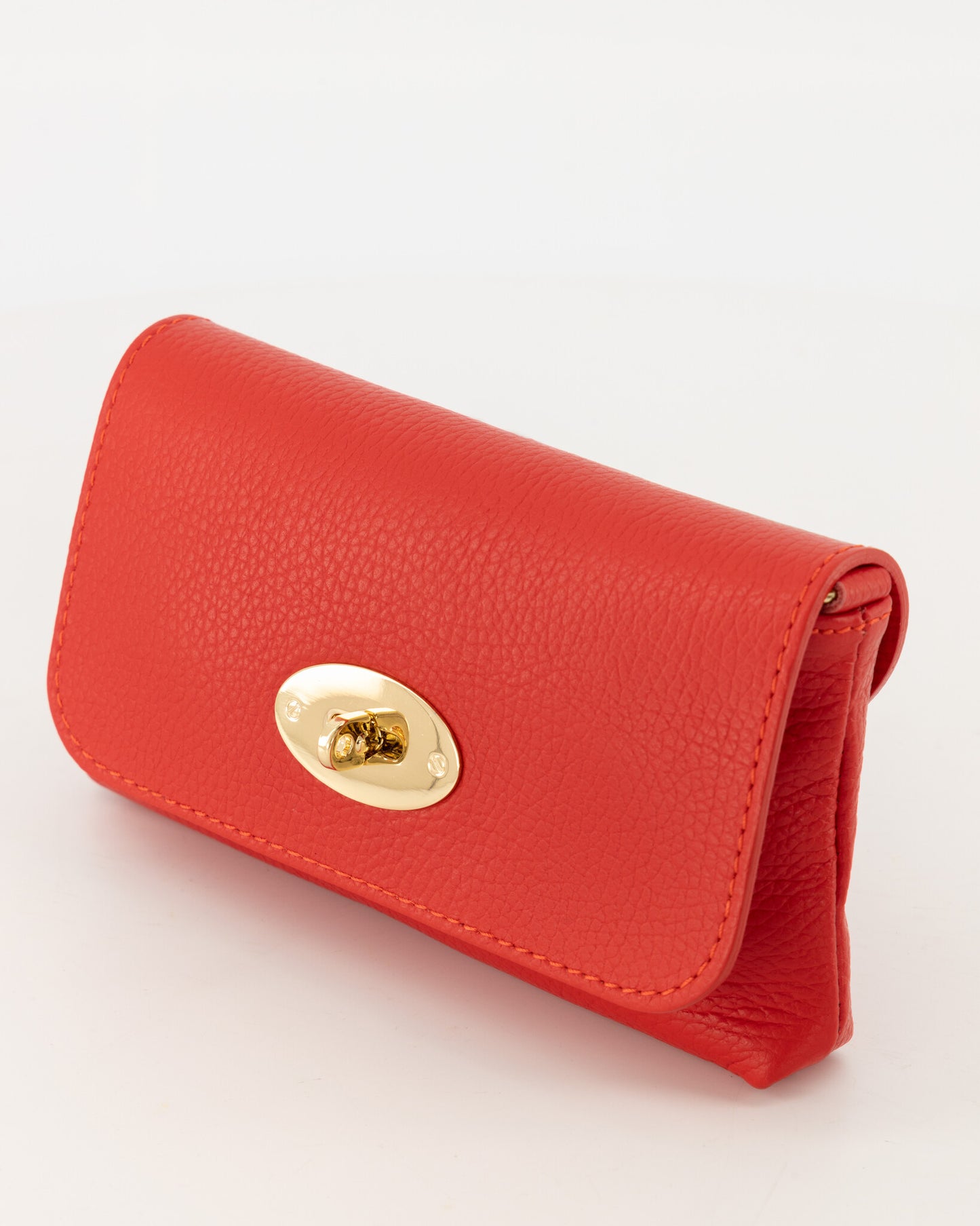 Leather Crossbody Bag With Gold Twist Lock