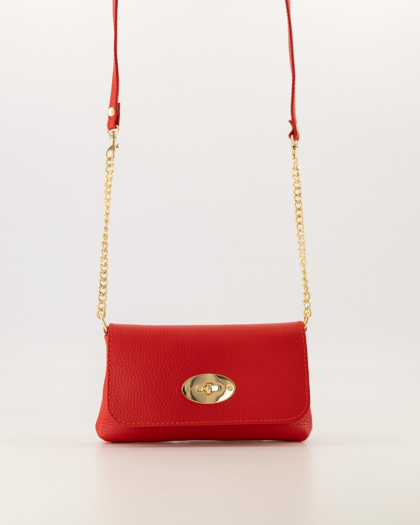 Leather Crossbody Bag With Gold Twist Lock