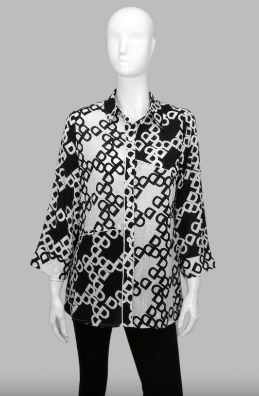 Silky Soft Shirt with Block Pattern
