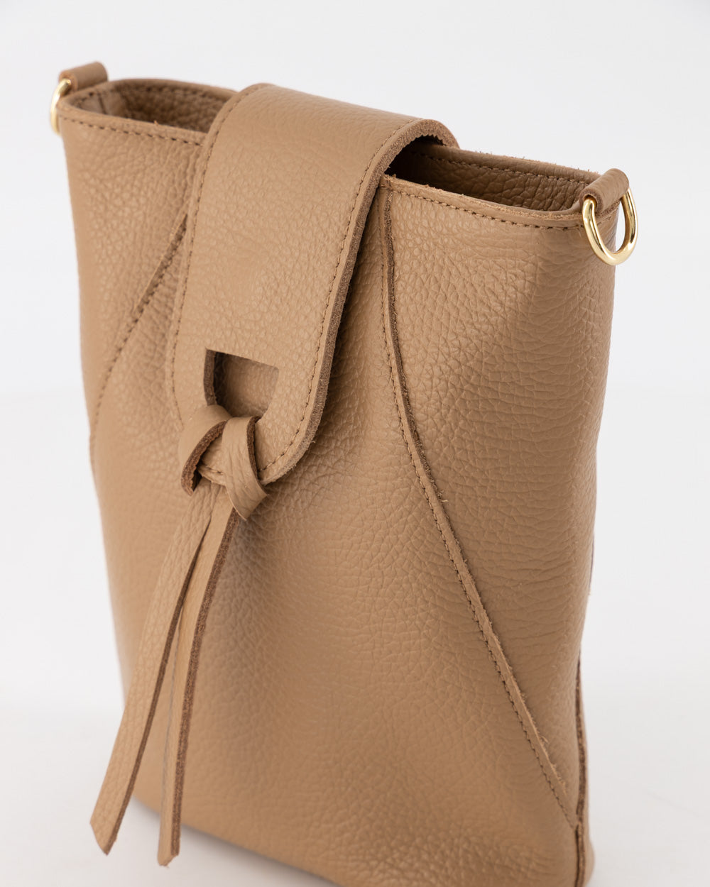 Pebbled Leather Crossbody Bag With Adjustable Strap & Gold Hardware