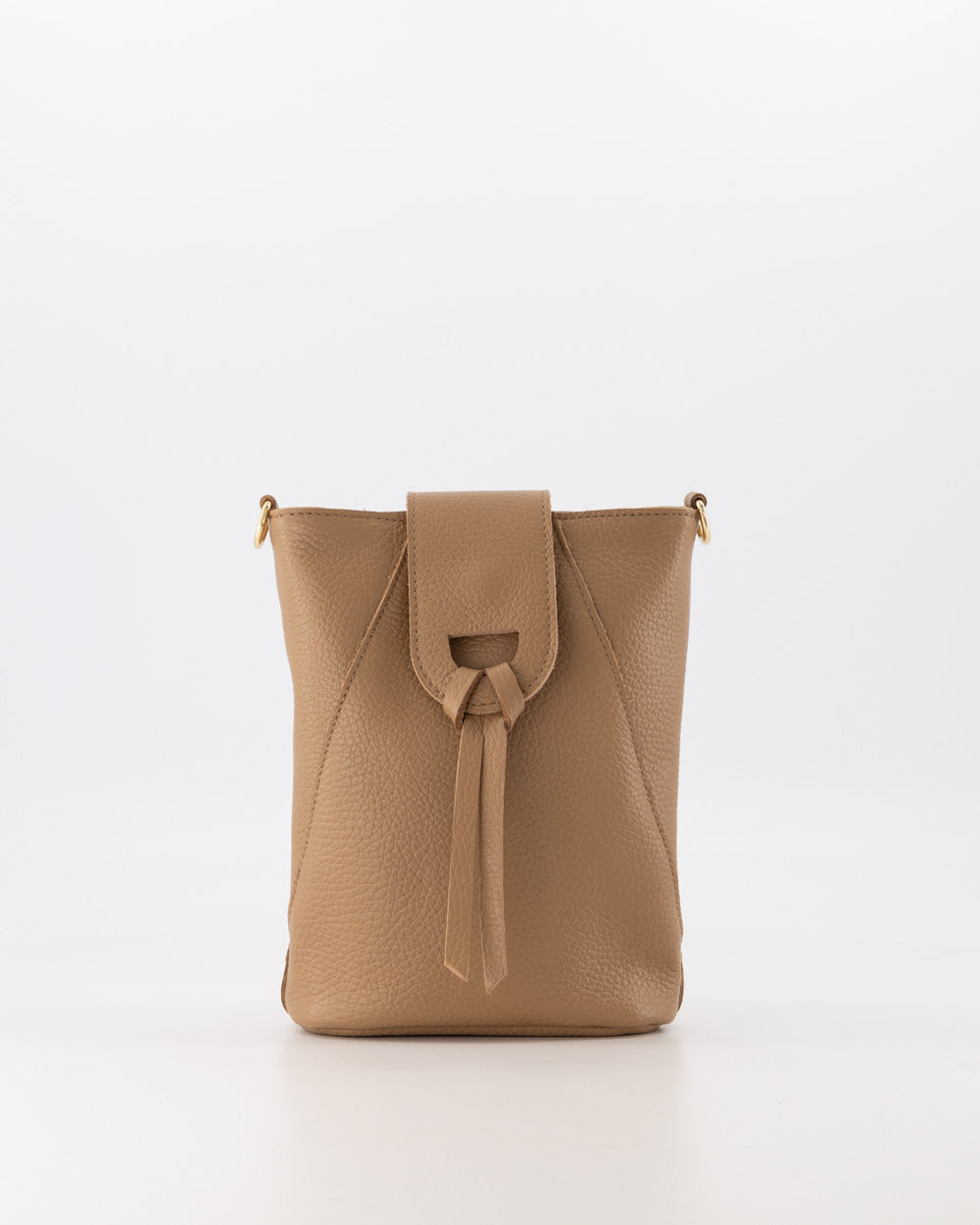 Pebbled Leather Crossbody Bag With Adjustable Strap & Gold Hardware