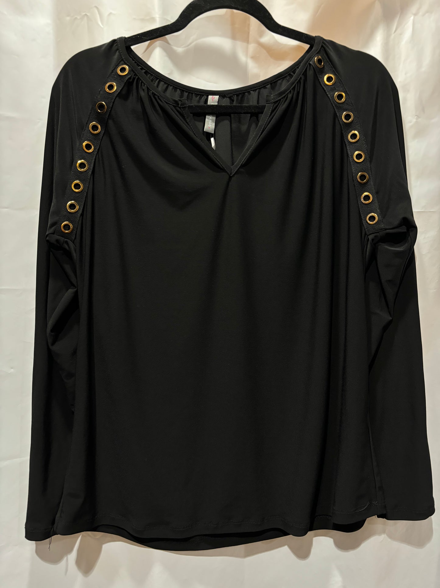 Grommet Embellished Black Top