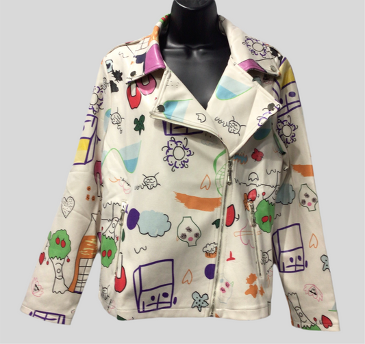 Side Zip Fun Printed Soft Jacket