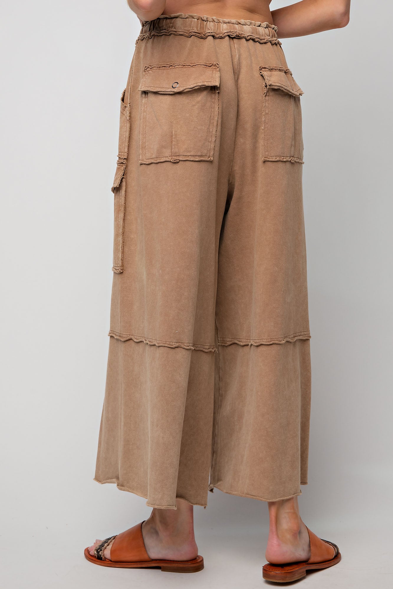 Mineral Wash Wide Leg Cargo Pants