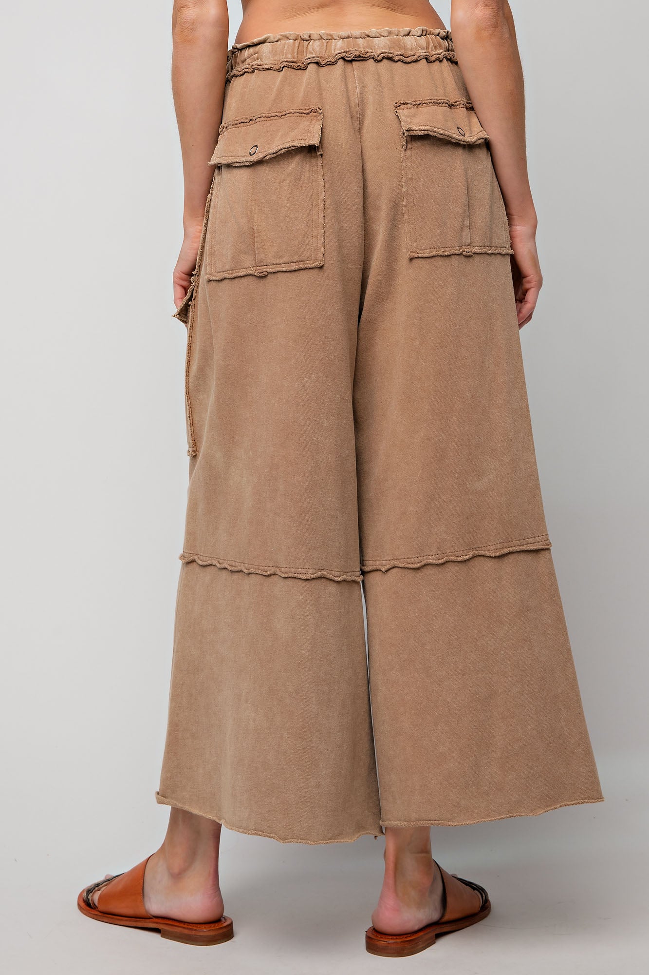 Mineral Wash Wide Leg Cargo Pants