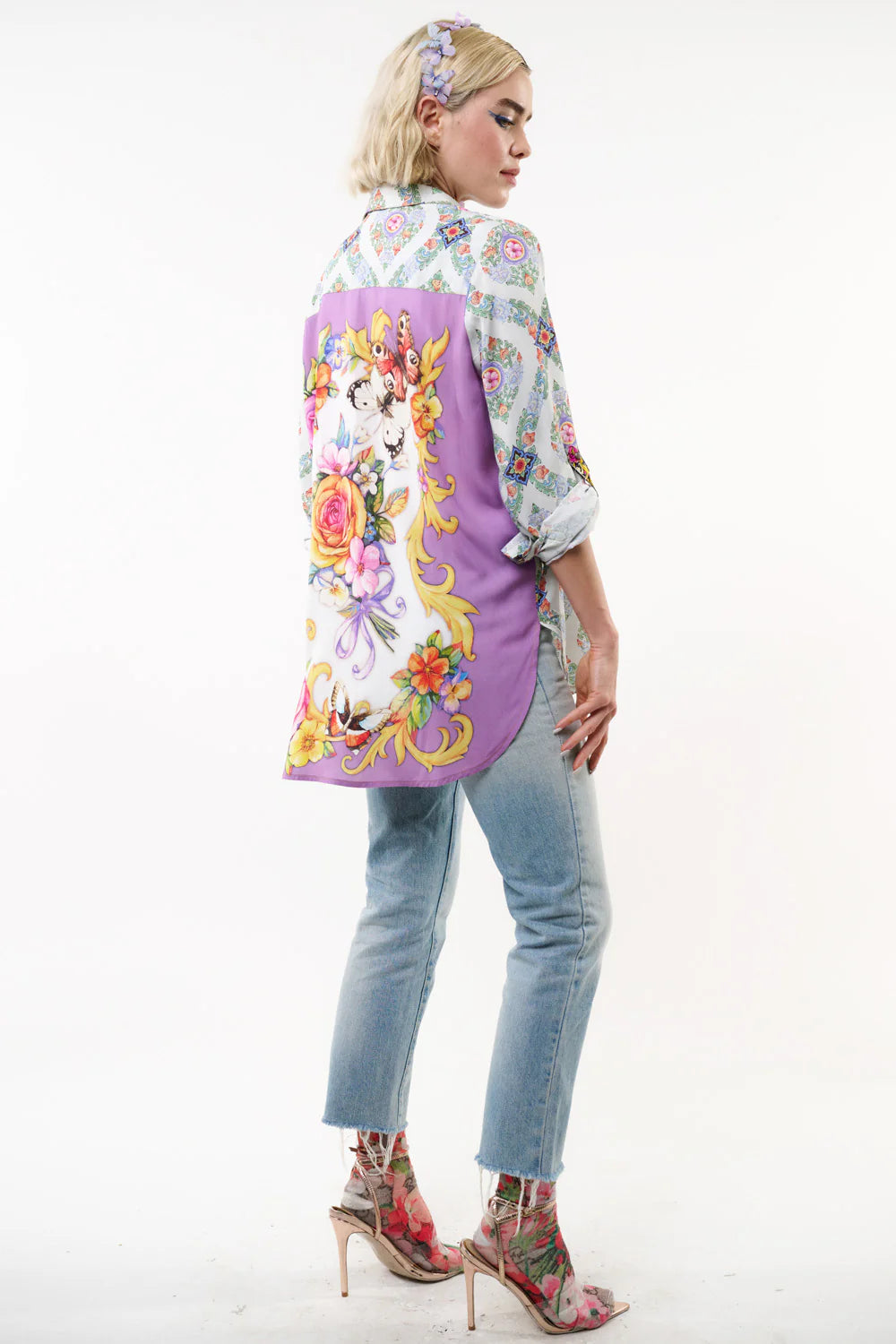 Rose/Butterfly Print Back Shirt