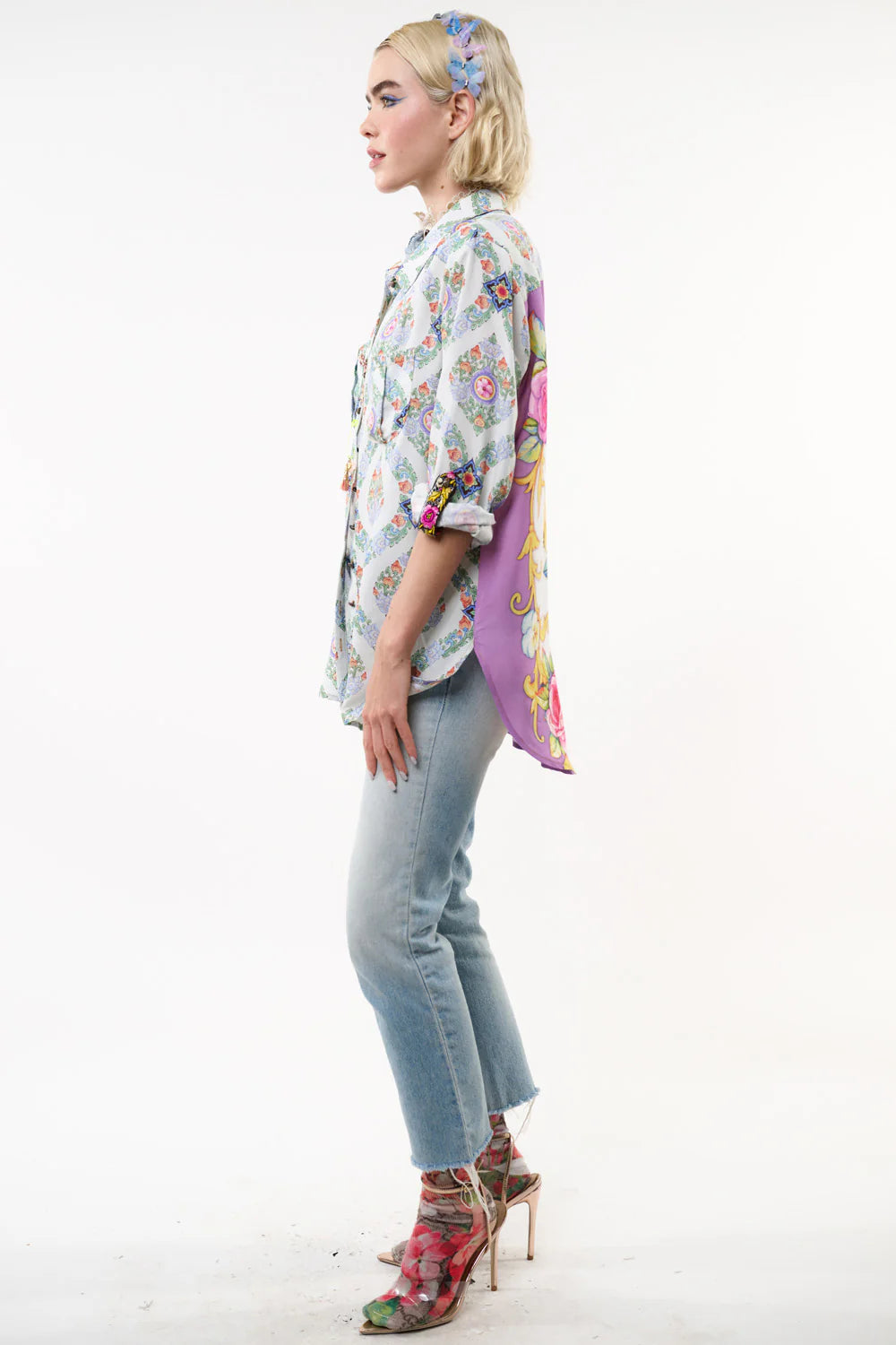 Rose/Butterfly Print Back Shirt