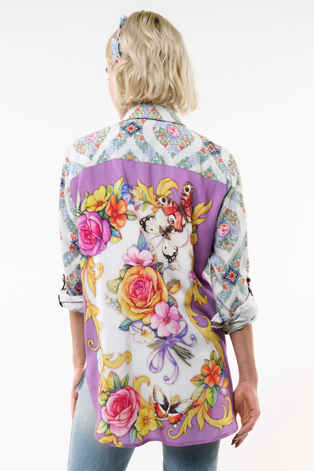 Rose/Butterfly Print Back Shirt