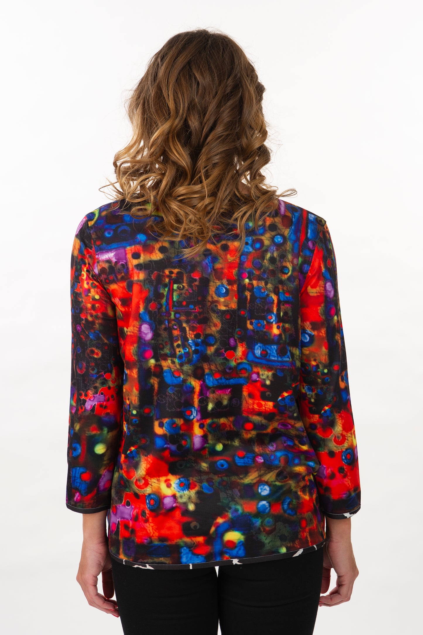 Reversible Multicolor Abstract / Black & White Long Sleeve Knit Top