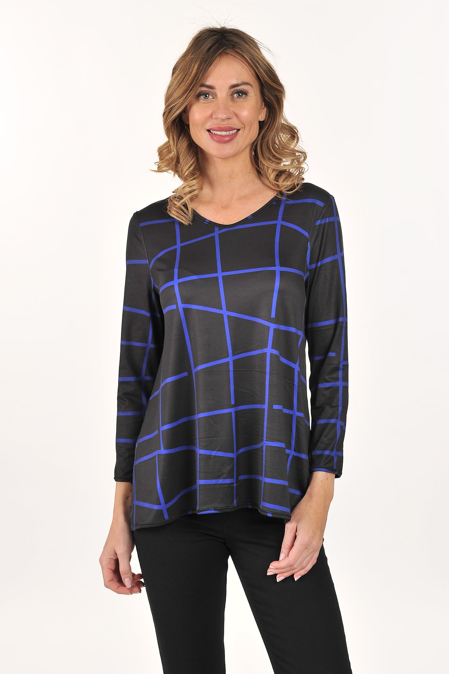 Reversible Multicolor Abstract / Black & Blue Top