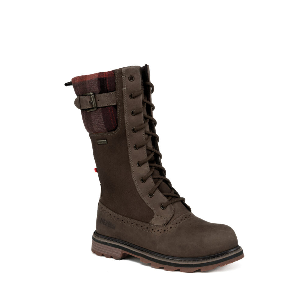 Tall Lace Up Chocolate Winter Boots With Side Zipper