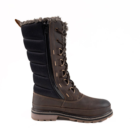 Tall Chocolate Quilted Double Zipper Women's Winter Boots