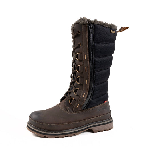 Tall Chocolate Quilted Double Zipper Women's Winter Boots