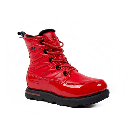 Red Patent Quilted Women's Winter Boots