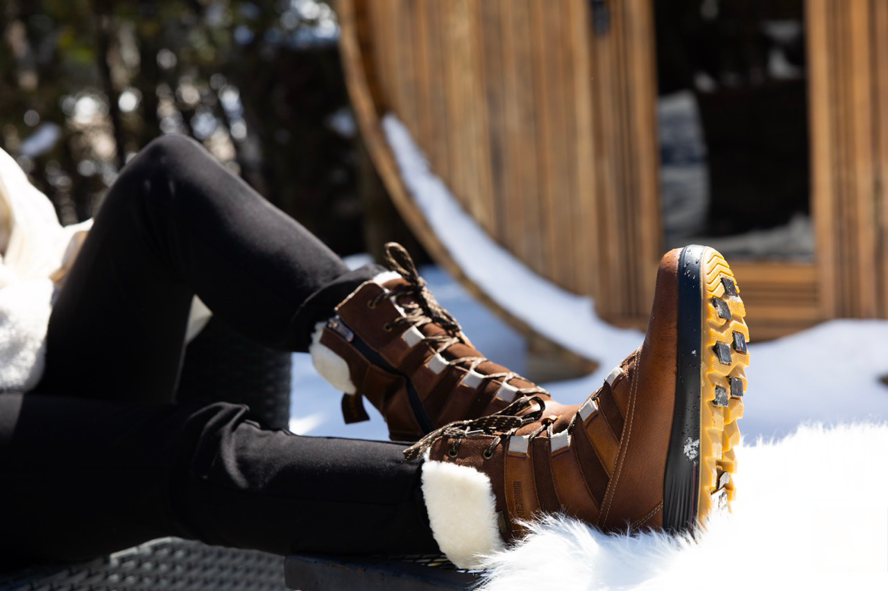 Cognac Leather Woman's Winter Boots