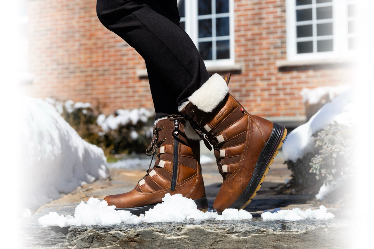Cognac Leather Woman's Winter Boots