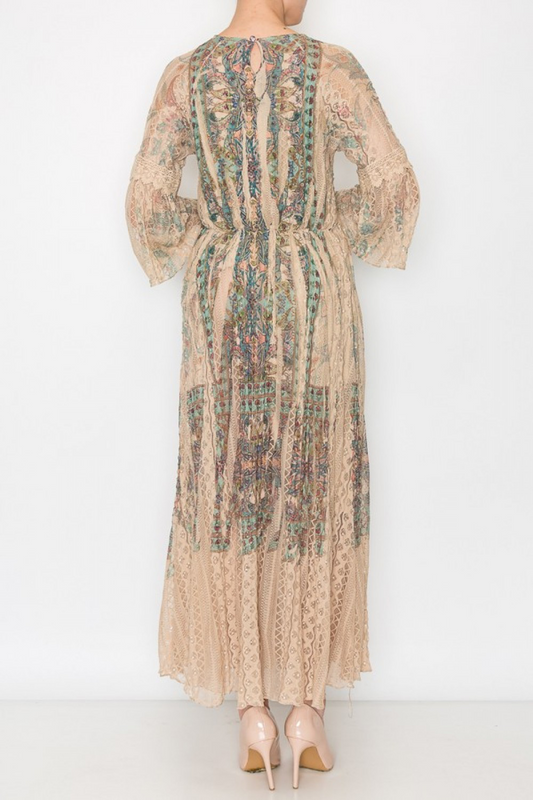 Printed Lace Maxi Dress
